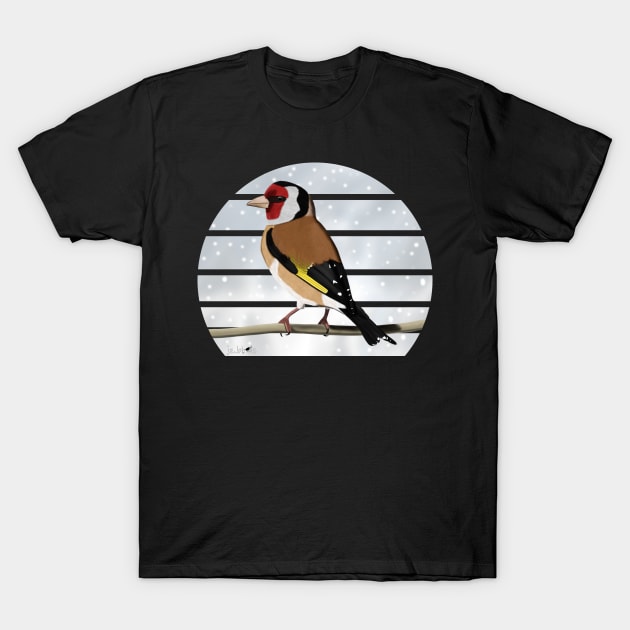 Goldfinch Winter Snow Bird Watching Birding Ornithologist Gift T-Shirt by jzbirds